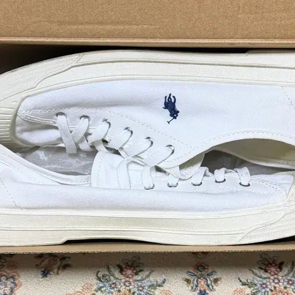 [BUNJANG] Polo Essence 100 Canvas Cap Toe Sneakers (White) - Size 260 / (260) 폴로 에센스 100 캔버스 캡 토 스니커즈