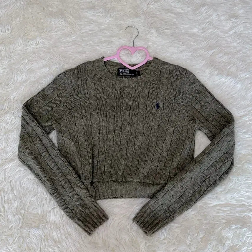 [BUNJANG] Polo Khaki Cable Knit Sweater / 폴로 카키 꽈배기 니트