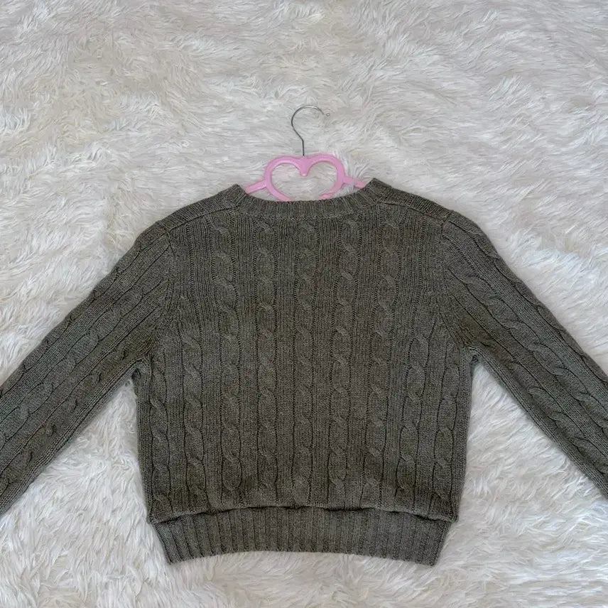 [BUNJANG] Polo Khaki Cable Knit Sweater / 폴로 카키 꽈배기 니트