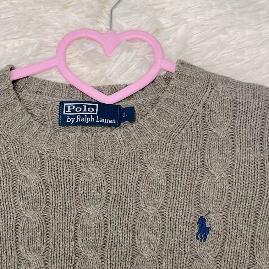 [BUNJANG] Polo Khaki Cable Knit Sweater / 폴로 카키 꽈배기 니트