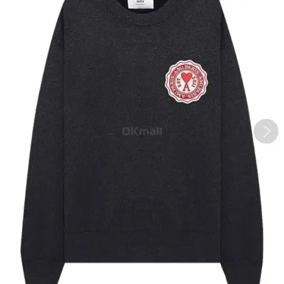 [BUNJANG] AMI Paris Logo Patch Sweatshirt Anthracite / 아미 맨투맨