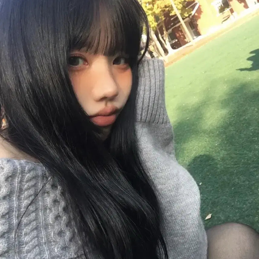 [BUNJANG] Off-Shoulder Knit Top with Scarf / 오프숄더 니트 긴팔 회색+머플러