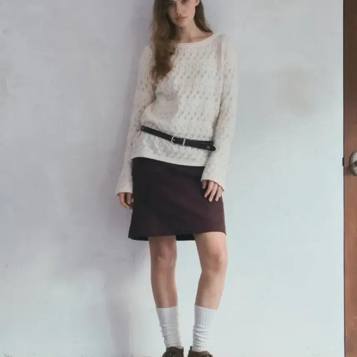 [BUNJANG] Our Nostalgia Mild Bloom Ivory Knit Top / 아우어노스텔지아 mild bloom 니트