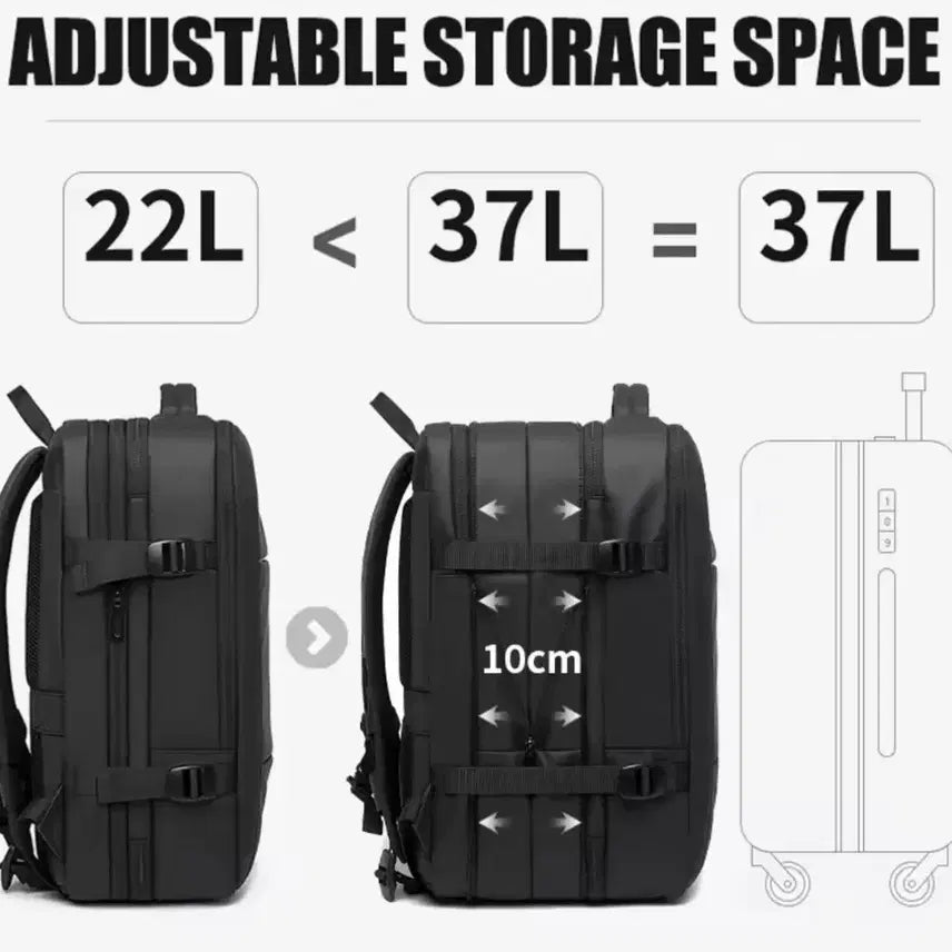 [BUNJANG] BANGE 37L Backpack Black / BANGE 확장형 남성 백팩 블랙 37L