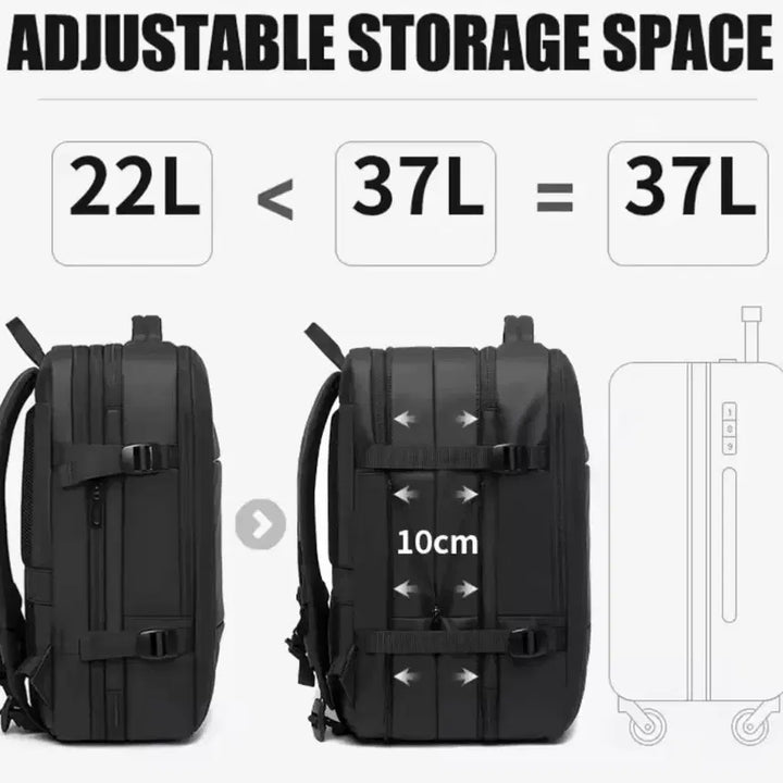 [BUNJANG] BANGE 37L Backpack Black / BANGE 확장형 남성 백팩 블랙 37L