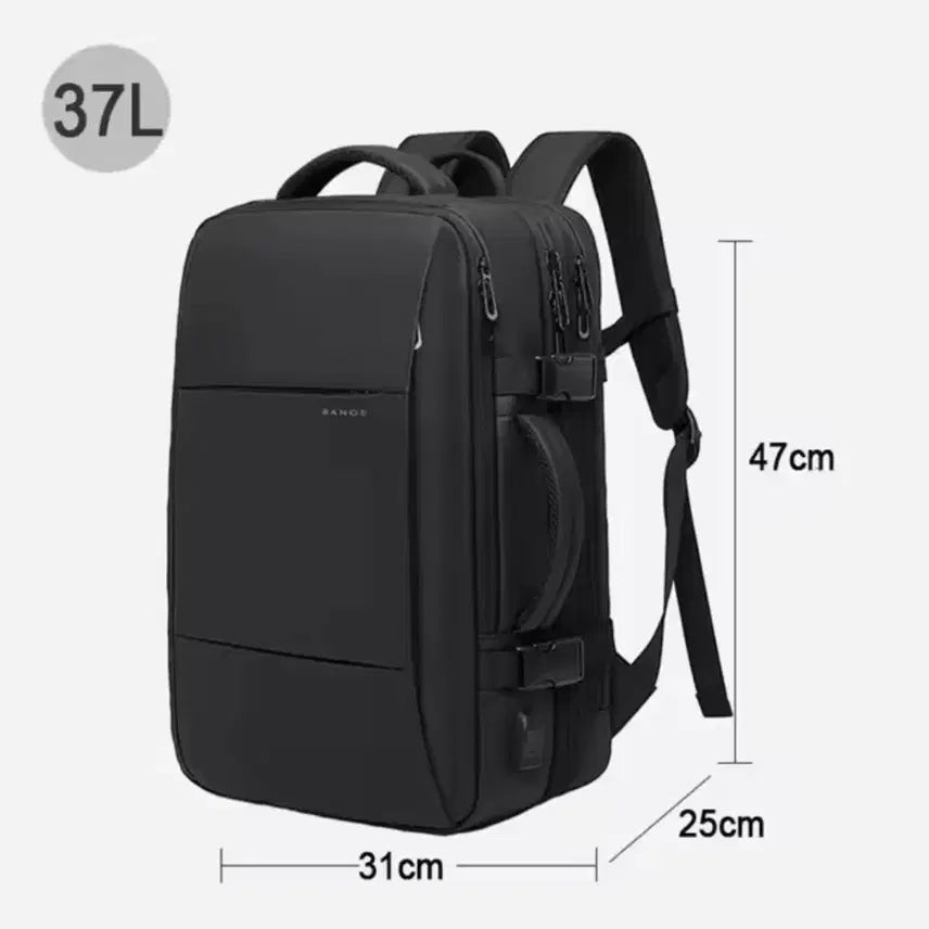 [BUNJANG] BANGE 37L Backpack Black / BANGE 확장형 남성 백팩 블랙 37L