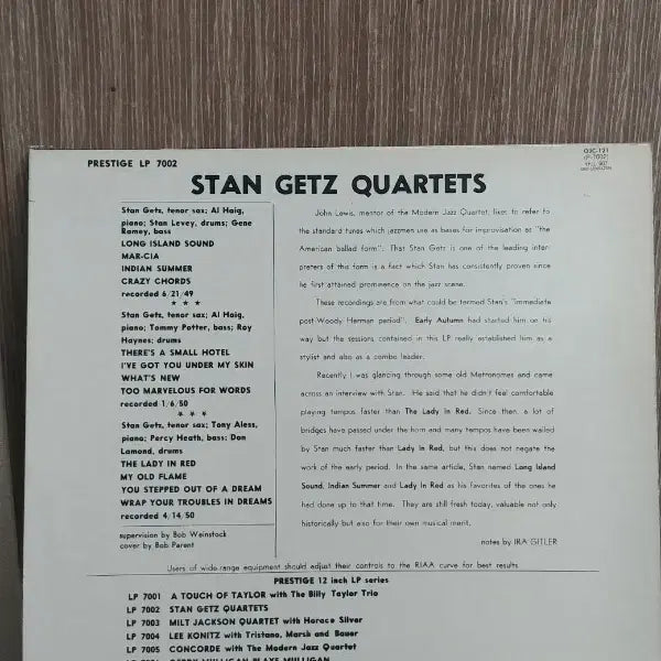 [BUNJANG] Stan Getz LP Vinyl Record / 스탄 게츠 LP
