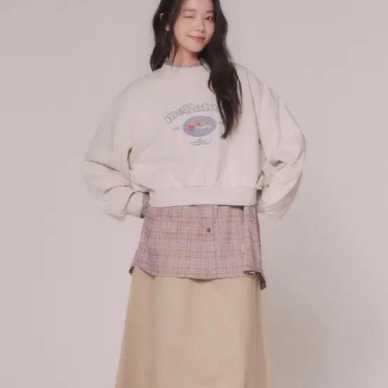 [BUNJANG] Melotory Rabbit Embroidery Sweatshirt Light Gray Melange / 원가 6만원대| 무신사 멜로토리 래빗 자수 스웨트셔츠 라이트그레이멜란지