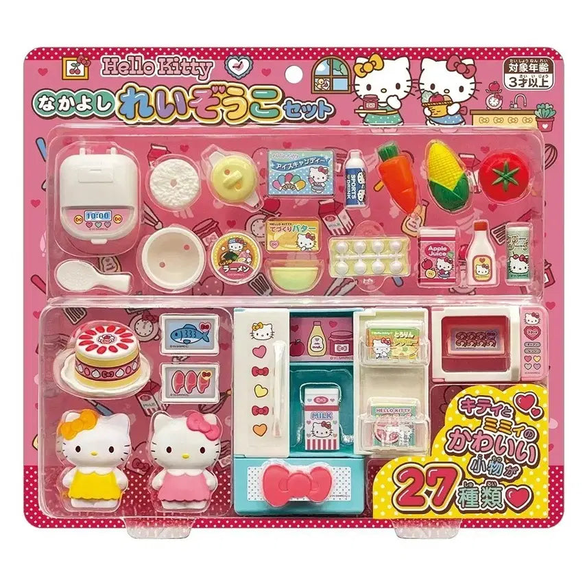 [BUNJANG] Hello Kitty Kitchen Set Miniature Playset / 헬로키티 냉장고 키친 세트 전자렌지 주방 미니어쳐 피규어 역할 소꿉놀이