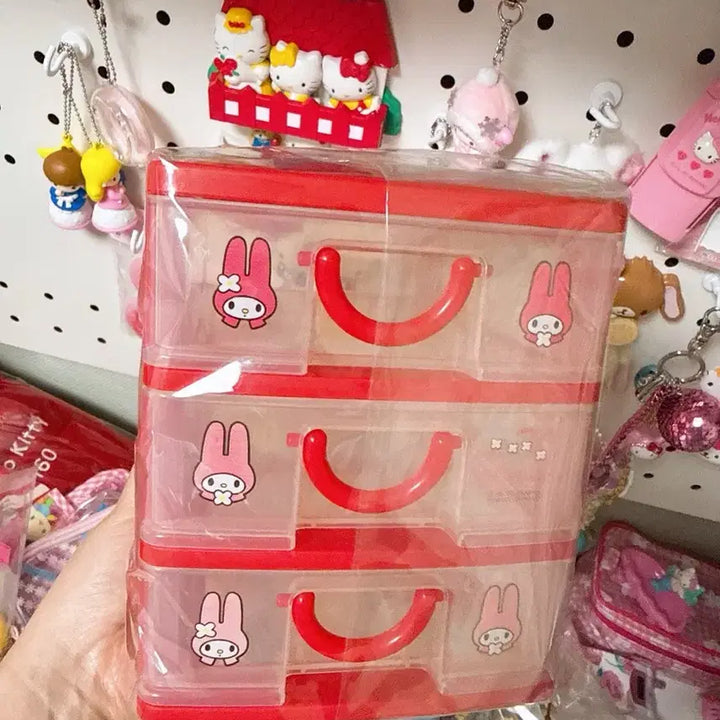 [BUNJANG] Red My Melody 3-Tier Drawer / 빨마 빨간 마이멜로디 3단 서랍 고전 키티