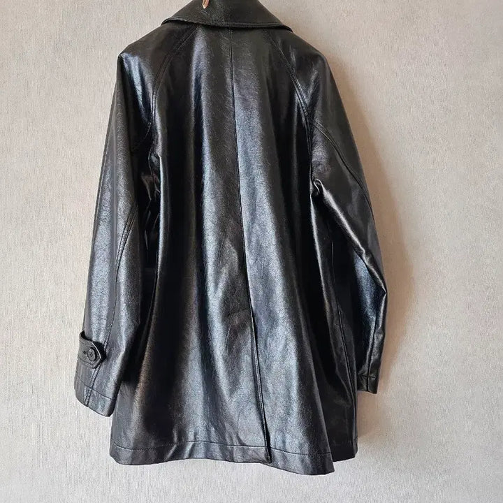 [BUNJANG] Kuho Plus Faux Leather Oversized Coat / 2023.구호플러스)페이크 레더 오버핏 코트