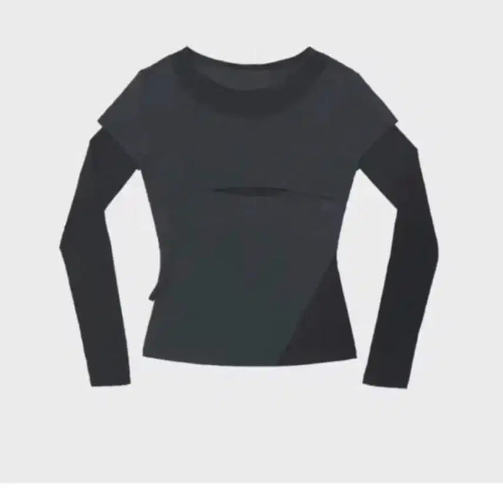 [BUNJANG] Ojos Layered Shoulder Strap Long Sleeve Charcoal / 오호스 ojos 레이어드 숄더 스트랩 롱슬리브 차콜