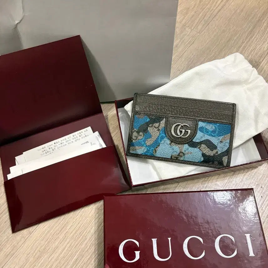 [BUNJANG] Gucci Marmont Card Wallet Full Package / 구찌 마몬트 카드지갑 블루 카모 풀박