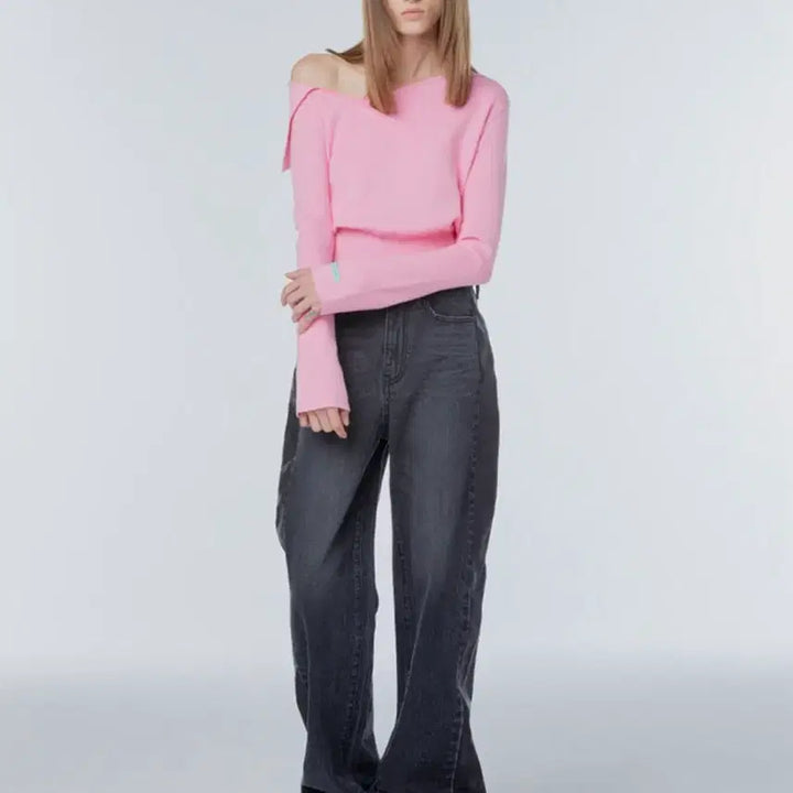 [BUNJANG] InstantFunk One Shoulder Cross Knit / 인스턴트펑크 원숄더 크로스 니트