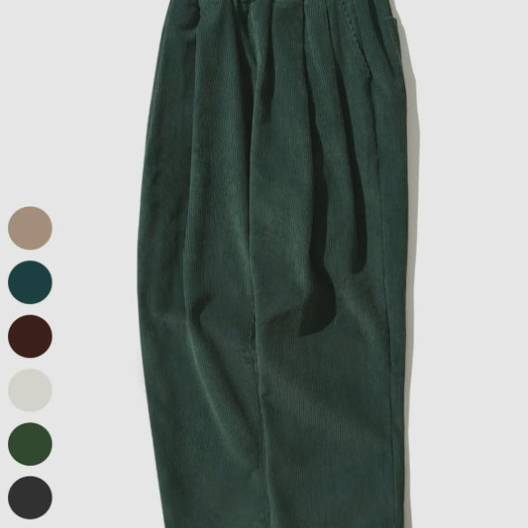 [BUNJANG] People Midwale Corduroy Wide Pants - Deep Green / L / 페플 미드웨일 코듀로이 와이드 팬츠 - 딥그린 / L