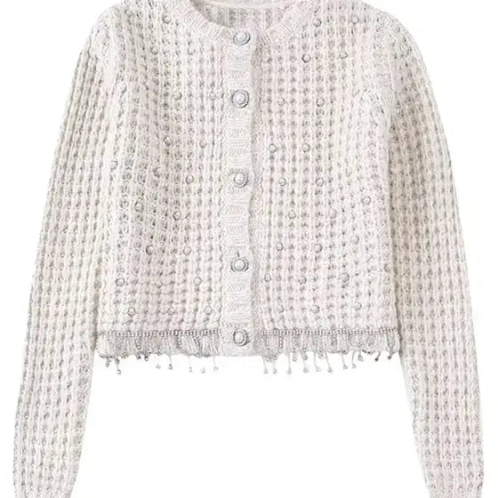 [BUNJANG] Zara Pearl Embellished Knit Cardigan / 자라 진주 장식 니트 가디건
