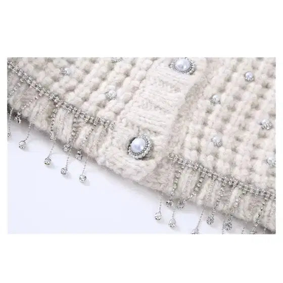 [BUNJANG] Zara Pearl Embellished Knit Cardigan / 자라 진주 장식 니트 가디건