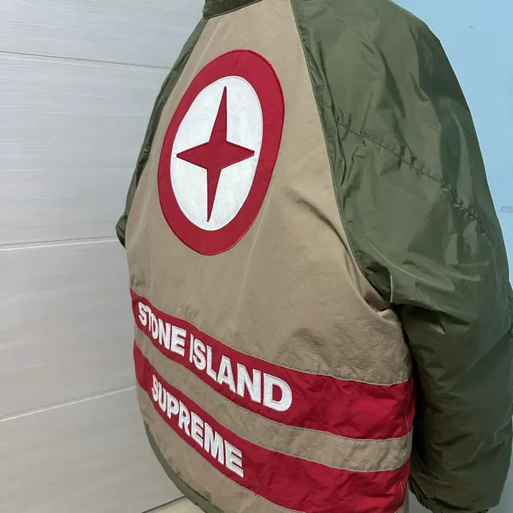 [BUNJANG] Supreme Stone Island FW23 Reversible Puffy Jacket Olive L / 스톤아일랜드X슈프림 FW23리버시블 퍼피패딩 올리브L (새상품급)