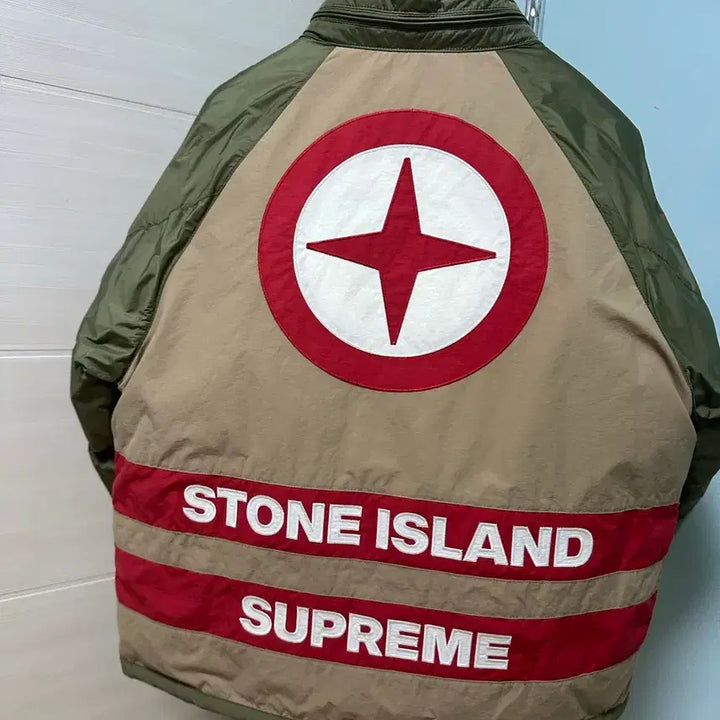 [BUNJANG] Supreme Stone Island FW23 Reversible Puffy Jacket Olive L / 스톤아일랜드X슈프림 FW23리버시블 퍼피패딩 올리브L (새상품급)