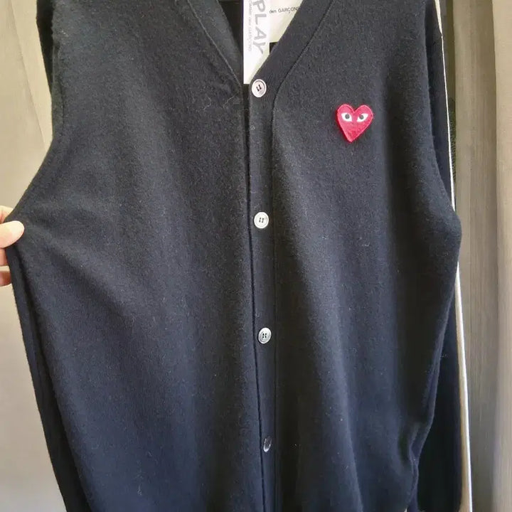[BUNJANG] Comme des Garcons PLAY Black Cardigan XL / 정품)꼼데가르송 PLAY 블랙 가디건 남 XL 새상품#