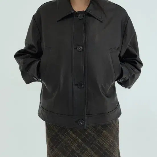 [BUNJANG] ORE Lambskin Leather Jacket Black / ORE 램스킨 블랙 자켓