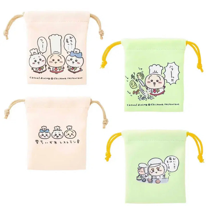 [BUNJANG] Chiikawa Restaurant Mini Pouch Set / 치이카와 레스토랑 미니파우치 2개 세트