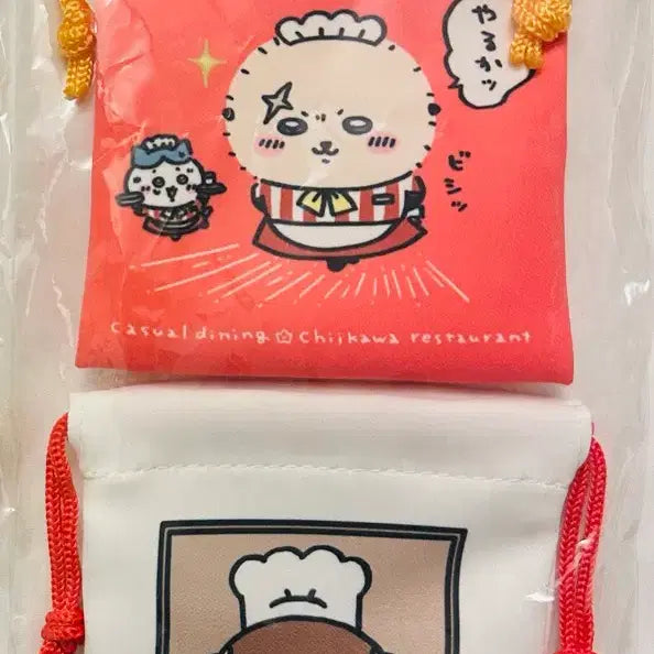[BUNJANG] Chiikawa Restaurant Mini Pouch Set / 치이카와 레스토랑 미니파우치 2개 세트