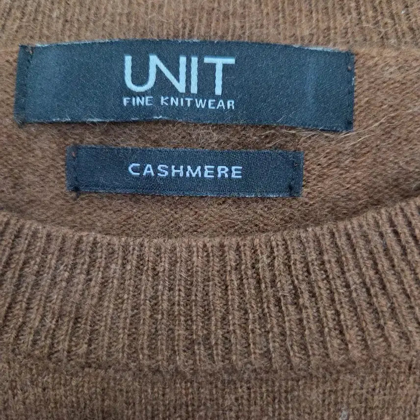 [BUNJANG] UNIT Brown Cashmere 100 Round Neck Knit Sweater / 유닛 브라운 캐시미어100 라운드넥 니트