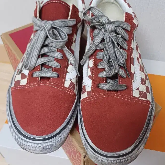 [BUNJANG] Vans Old Skool Red Checkerboard Sneakers / 반스 올드스쿨 레드 체커보드 스니커즈