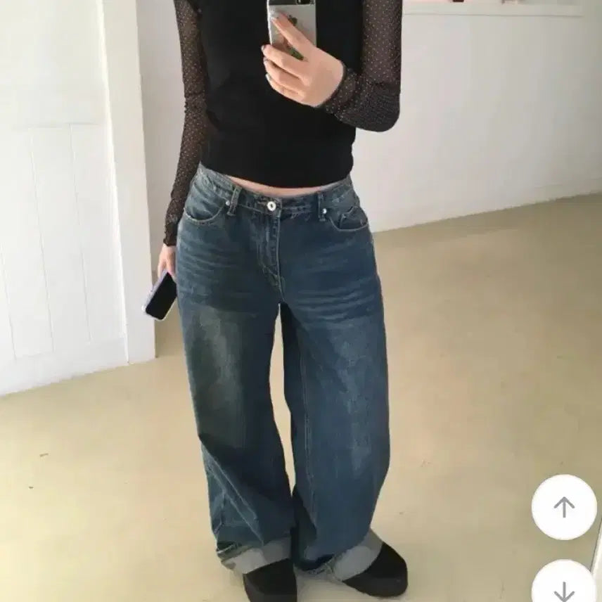 [BUNJANG] Bae173 Denim Wide Pants / 백포켓 데님 워싱 와이드 팬츠