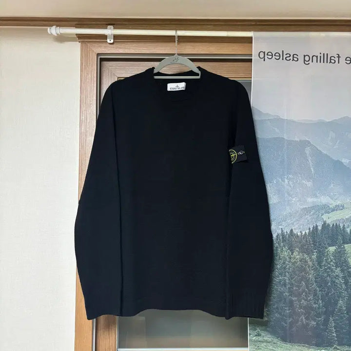[BUNJANG] Stone Island Patch Sweater Black / [XL] 24FW 스톤아일랜드 와펜 스웨터 블랙