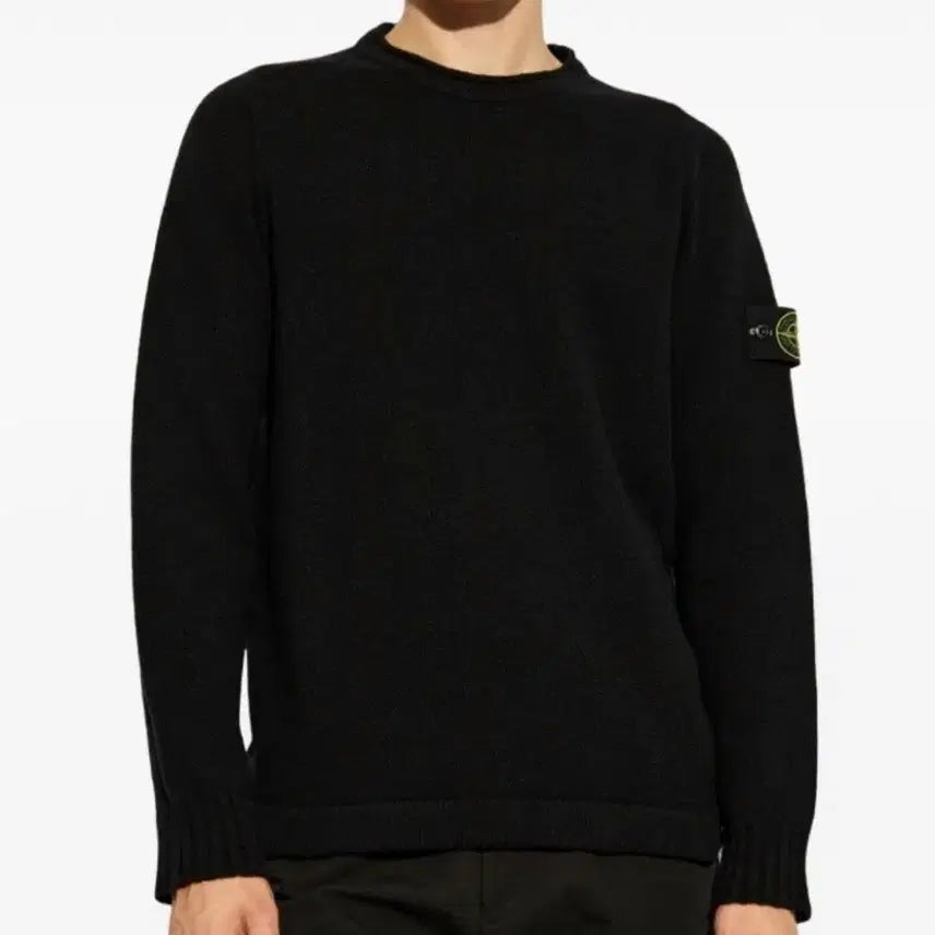 [BUNJANG] Stone Island Patch Sweater Black / [XL] 24FW 스톤아일랜드 와펜 스웨터 블랙