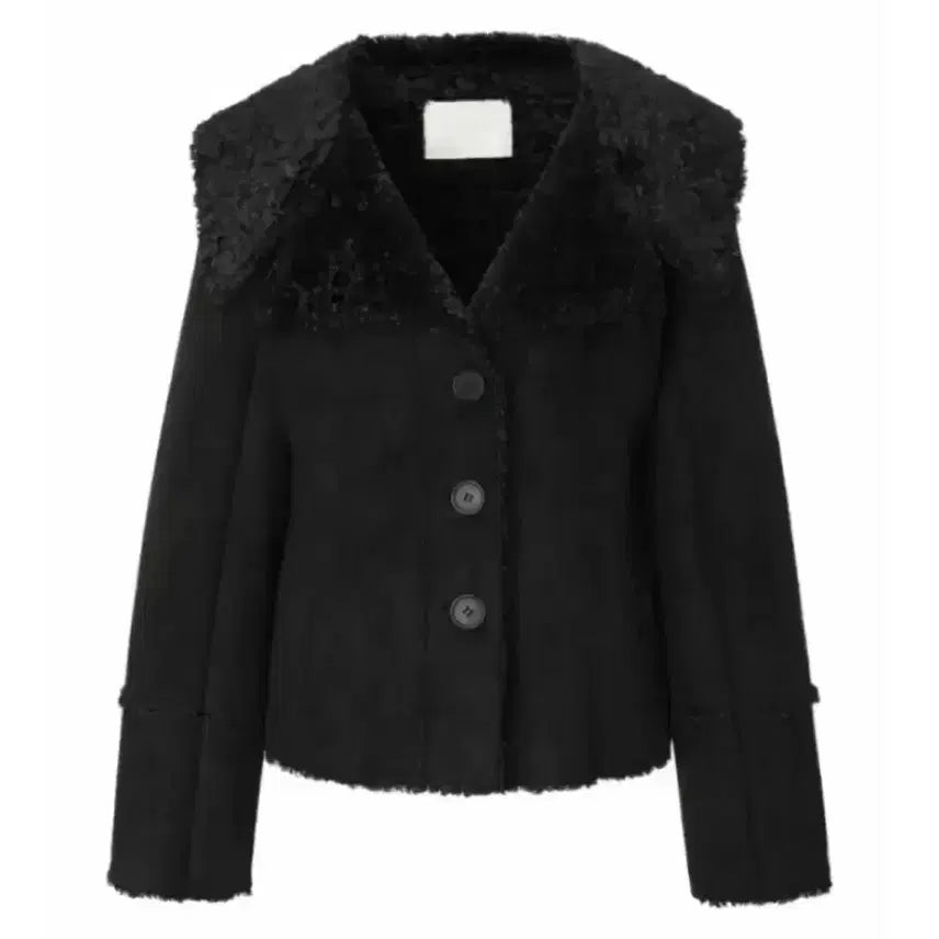 [BUNJANG] 3 Times Isabella Faux Fur Coat Black / [쓰리타임즈] 이자벨라 퍼 코트 무스탕 블랙