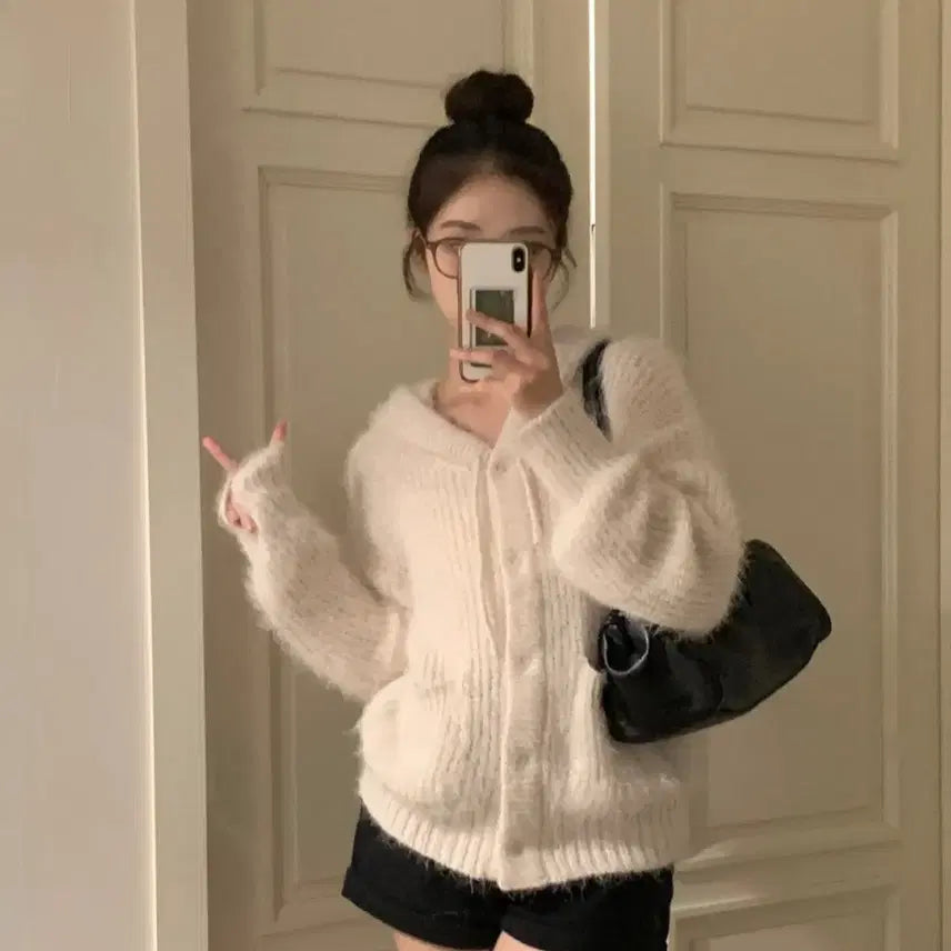 [BUNJANG] Obderrozy Mohair Solip Knit Hooded Zip-up / 오브더로지 폭닥 모헤어 솔잎니트 후드집업