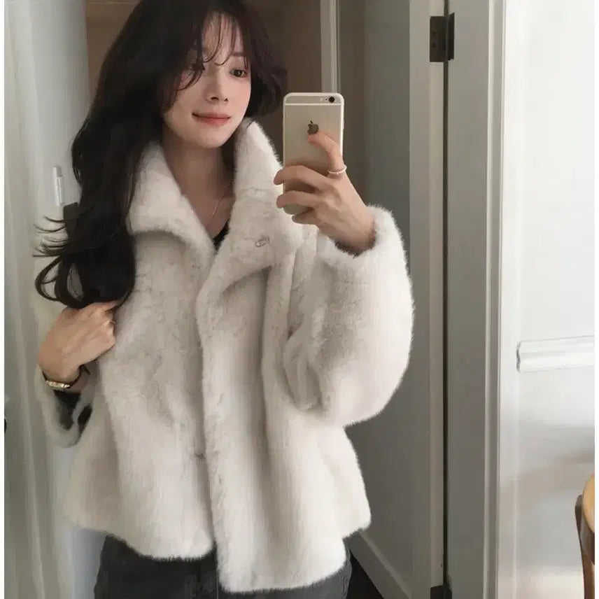 [BUNJANG] Slow and Snow Real Soft Fur Jacket - Snow Cream / 슬로우앤드 스노우 리얼소프트 퍼자켓_ 스노우크림