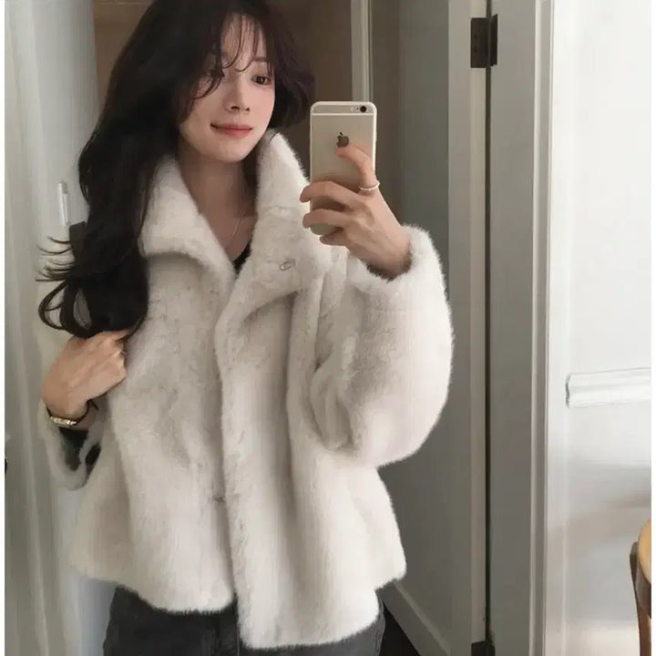 [BUNJANG] Slow and Snow Real Soft Fur Jacket - Snow Cream / 슬로우앤드 스노우 리얼소프트 퍼자켓_ 스노우크림