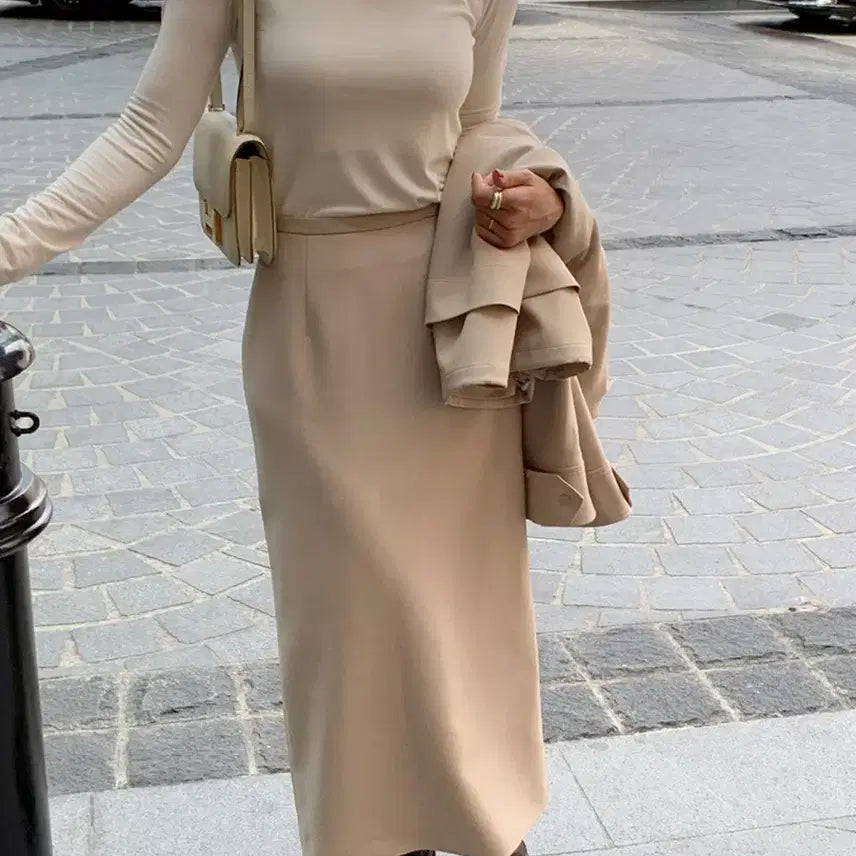 [BUNJANG] Around율 Simply Skirt - Beige S / 어라운드율 심플리 스커트 - 베이지 , S