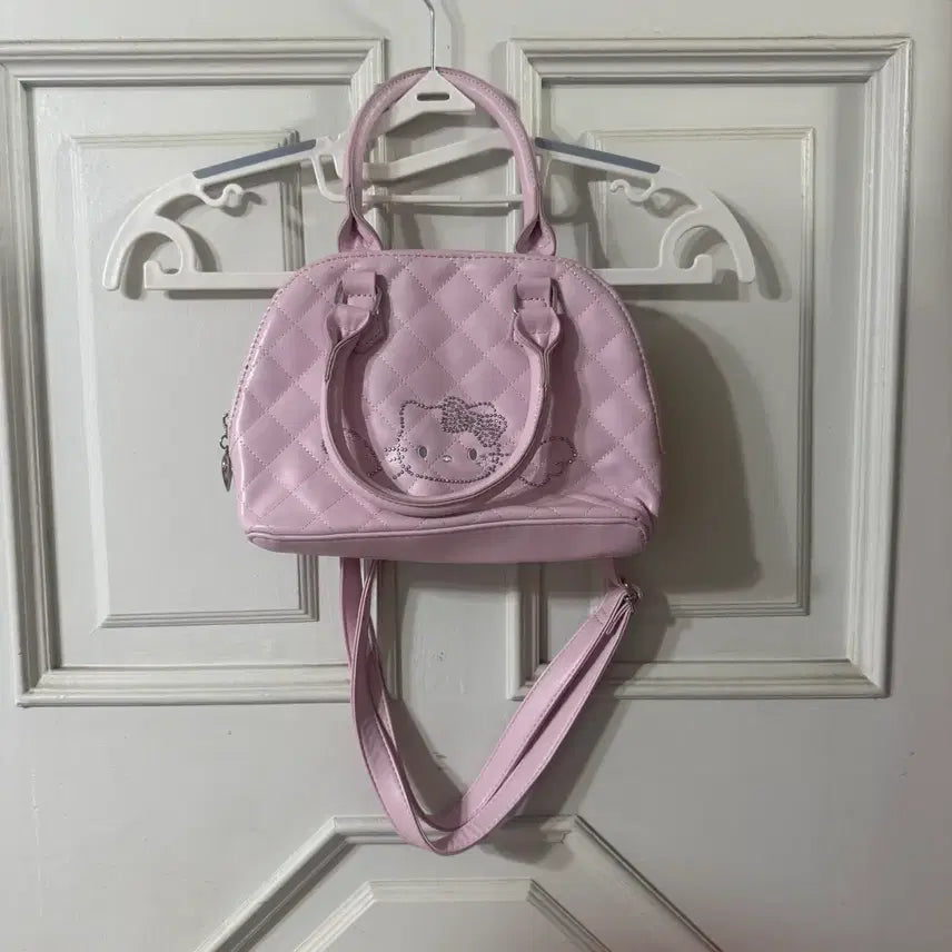 [BUNJANG] Sanrio Hello Kitty Pink Quilted Tote Bag / 산리오 헬로키티 천사 핑크 퀼팅 토트백 숄더백