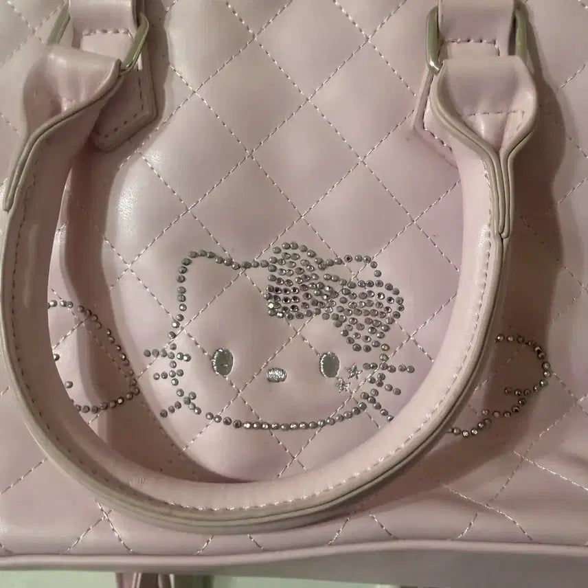 [BUNJANG] Sanrio Hello Kitty Pink Quilted Tote Bag / 산리오 헬로키티 천사 핑크 퀼팅 토트백 숄더백