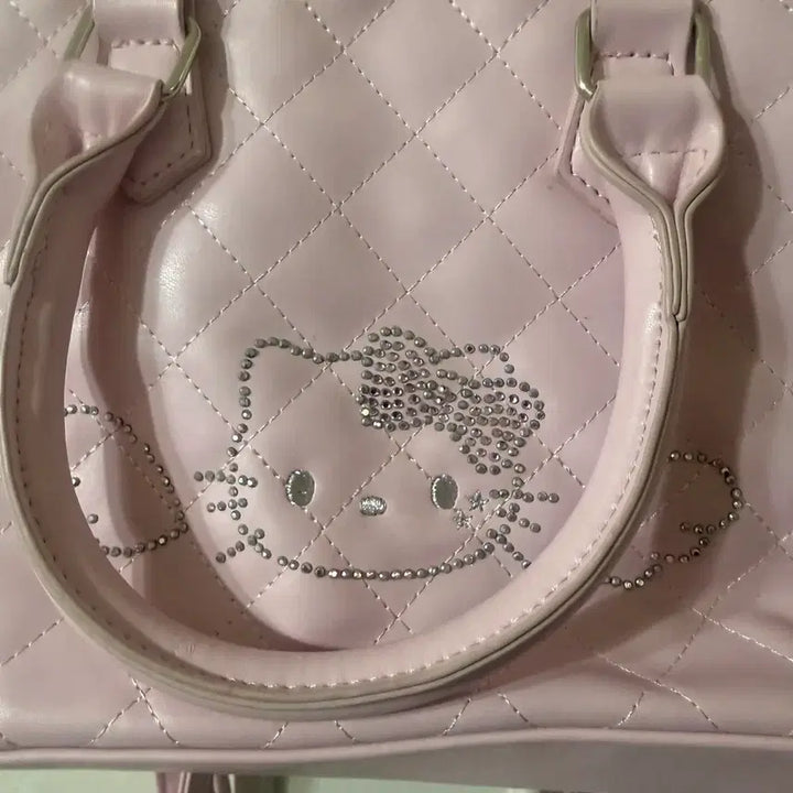 [BUNJANG] Sanrio Hello Kitty Pink Quilted Tote Bag / 산리오 헬로키티 천사 핑크 퀼팅 토트백 숄더백