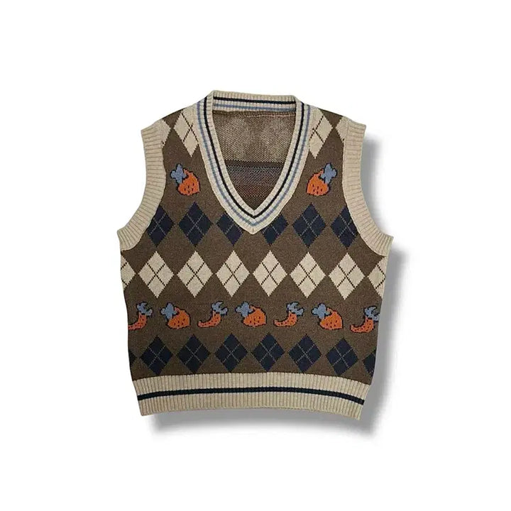 [BUNJANG] Vintage Argyle Knit Vest / 빈티지 아가일 니트 조끼