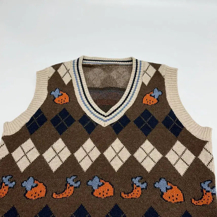 [BUNJANG] Vintage Argyle Knit Vest / 빈티지 아가일 니트 조끼