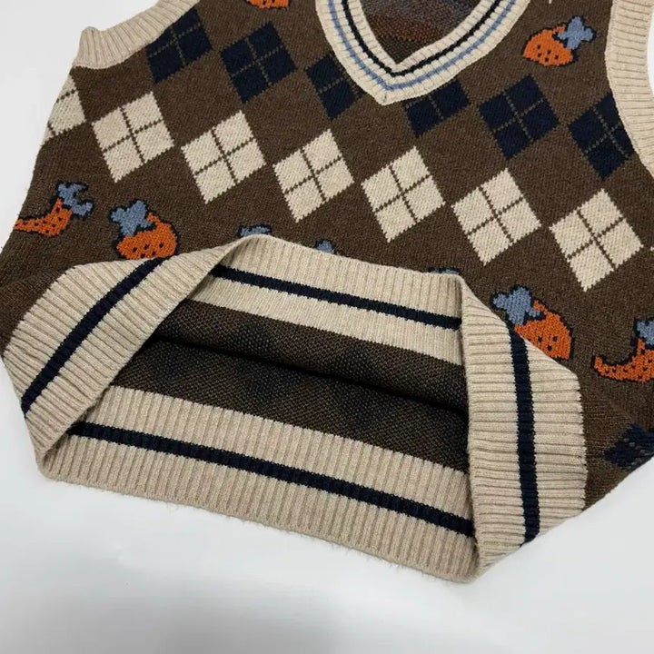[BUNJANG] Vintage Argyle Knit Vest / 빈티지 아가일 니트 조끼