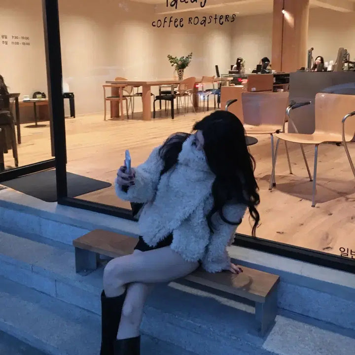 [BUNJANG] Cozy Teddy Bear Faux Fur Jacket Beige Coat / 플립 코지 테디 퍼 자켓 베이지 무스탕 하이넥 뽀글이 퍼코트