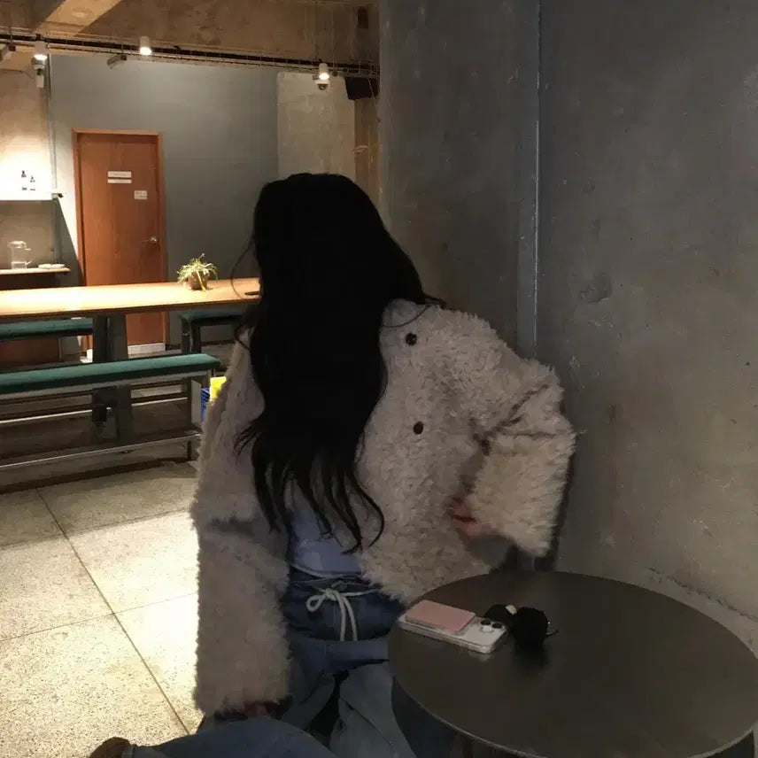 [BUNJANG] Cozy Teddy Bear Faux Fur Jacket Beige Coat / 플립 코지 테디 퍼 자켓 베이지 무스탕 하이넥 뽀글이 퍼코트