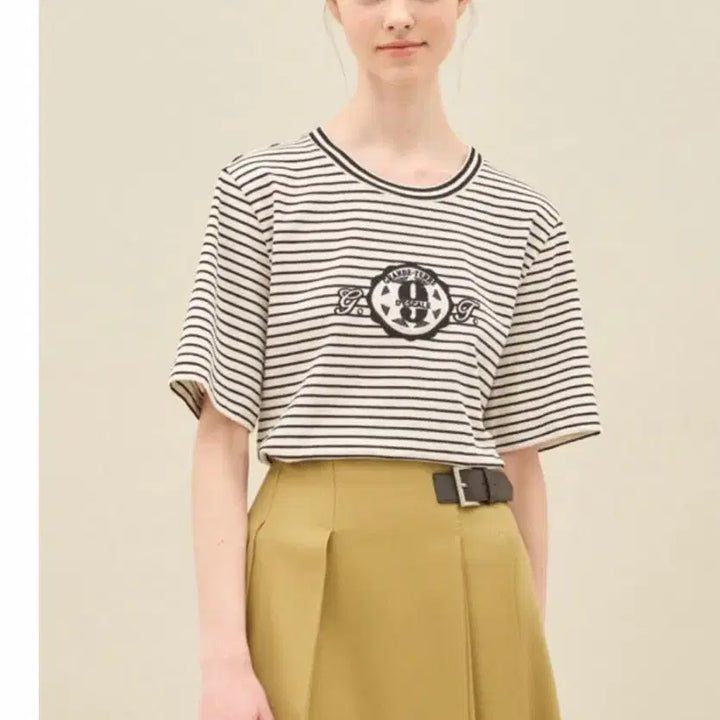 [BUNJANG] Sj Sj Embroidered Stripe T-shirt / 한섬 SjSj 자수 스트라이프 티셔츠 85 (free)