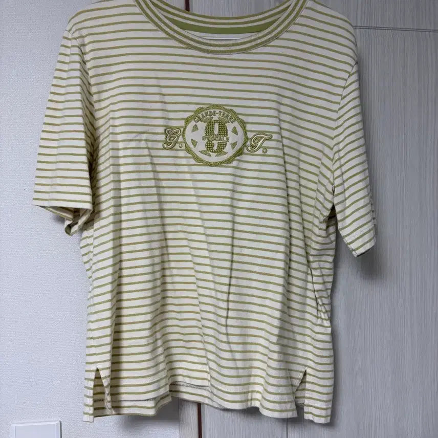 [BUNJANG] Sj Sj Embroidered Stripe T-shirt / 한섬 SjSj 자수 스트라이프 티셔츠 85 (free)