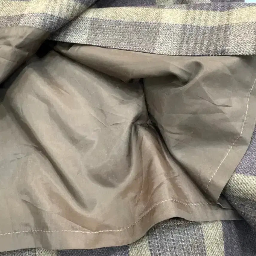 [BUNJANG] Vintage Brown Check Pleated Midi Skirt / [빈티지] 울90% 브라운 체크 플리츠 미디스커트 55 벨트포인트