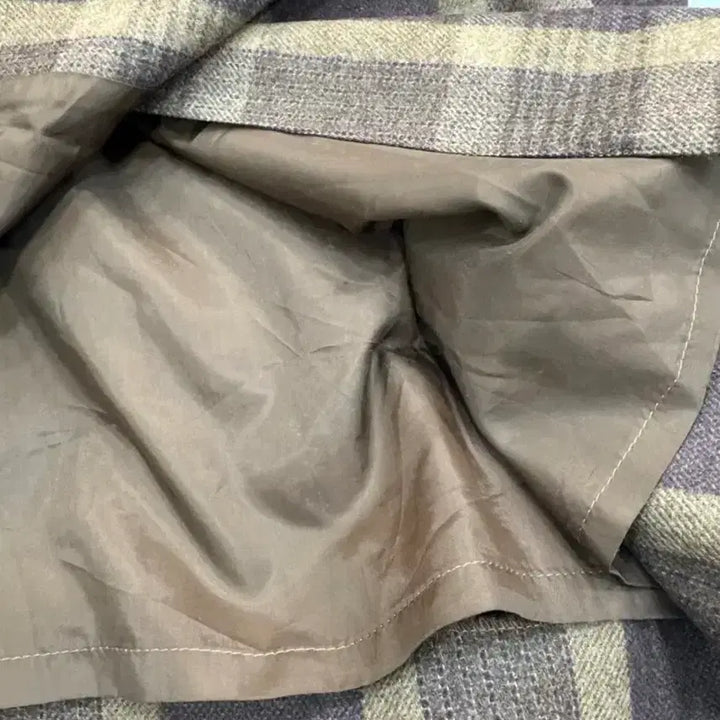 [BUNJANG] Vintage Brown Check Pleated Midi Skirt / [빈티지] 울90% 브라운 체크 플리츠 미디스커트 55 벨트포인트