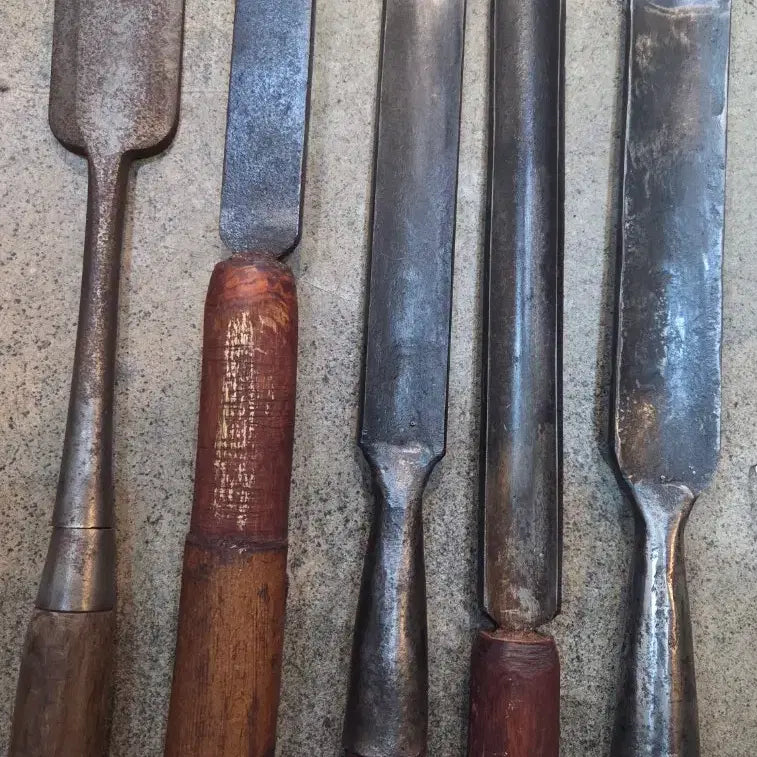[BUNJANG] Vintage Professional Large Chisel Set / 땟물좋은 옛날 전문가용 대형 끌 5점
